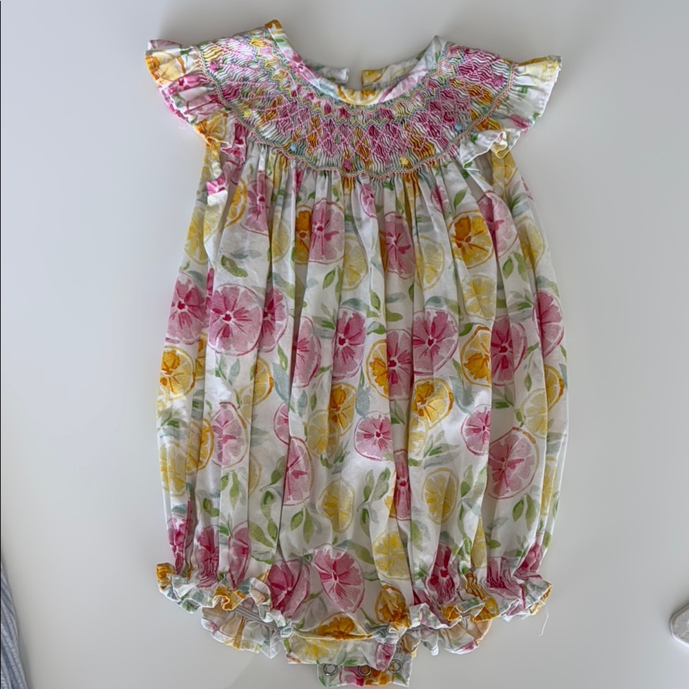 Little English Tutti Frutti Colorful Floral Baby Romper with Ruffles